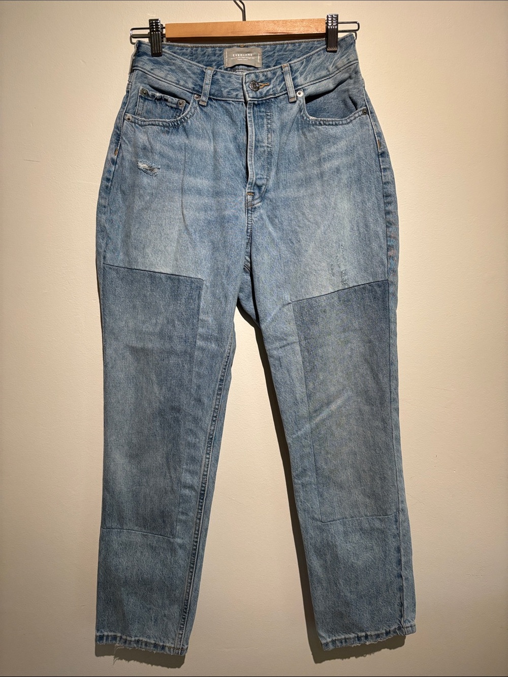 Everlane Curvy 90s Cheeky Straight Jean Paneled Light Wash